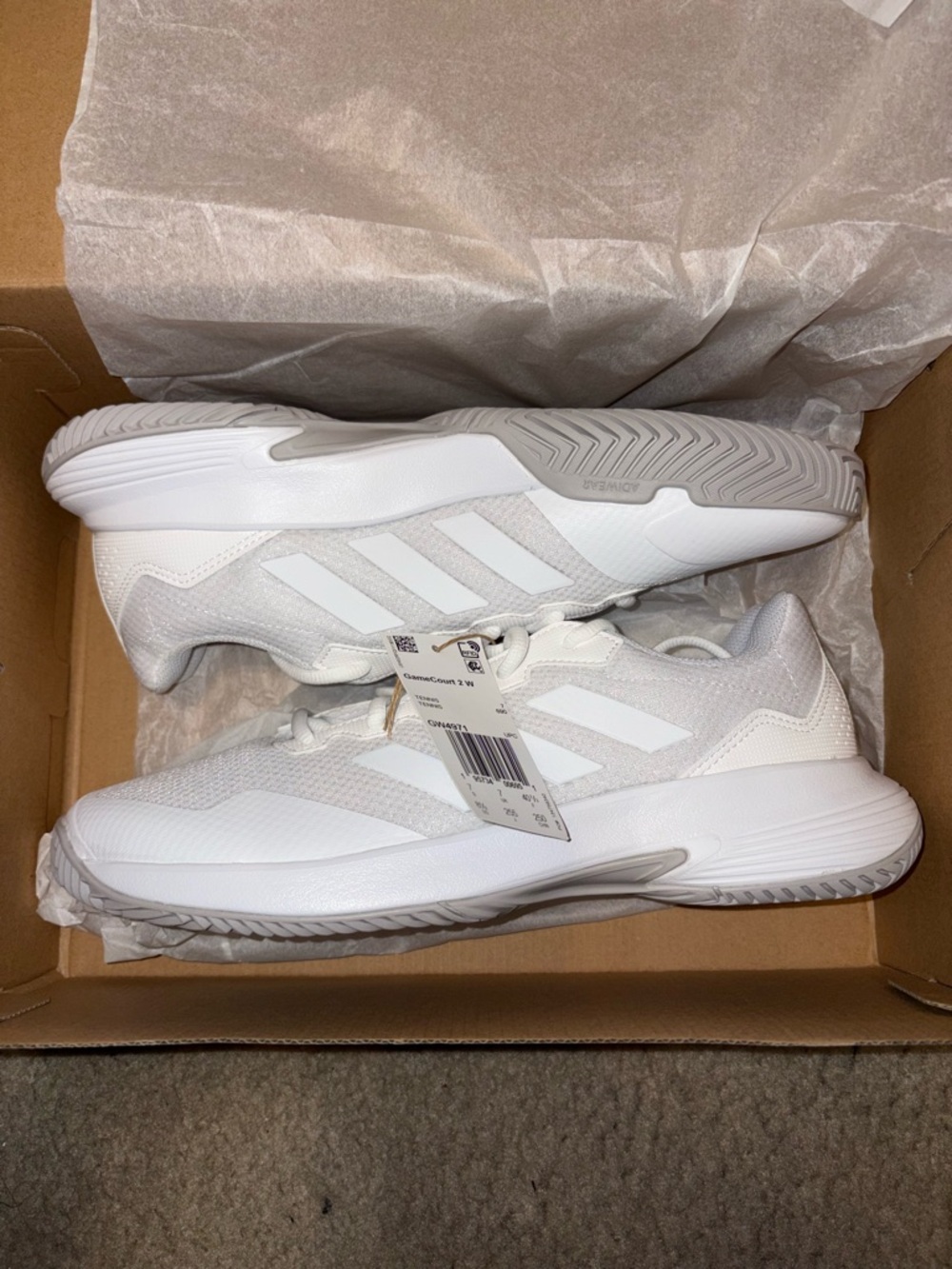 Adidas Game Court 2 Women's White Tennis Shoes ~ Size 8.5 GW4971